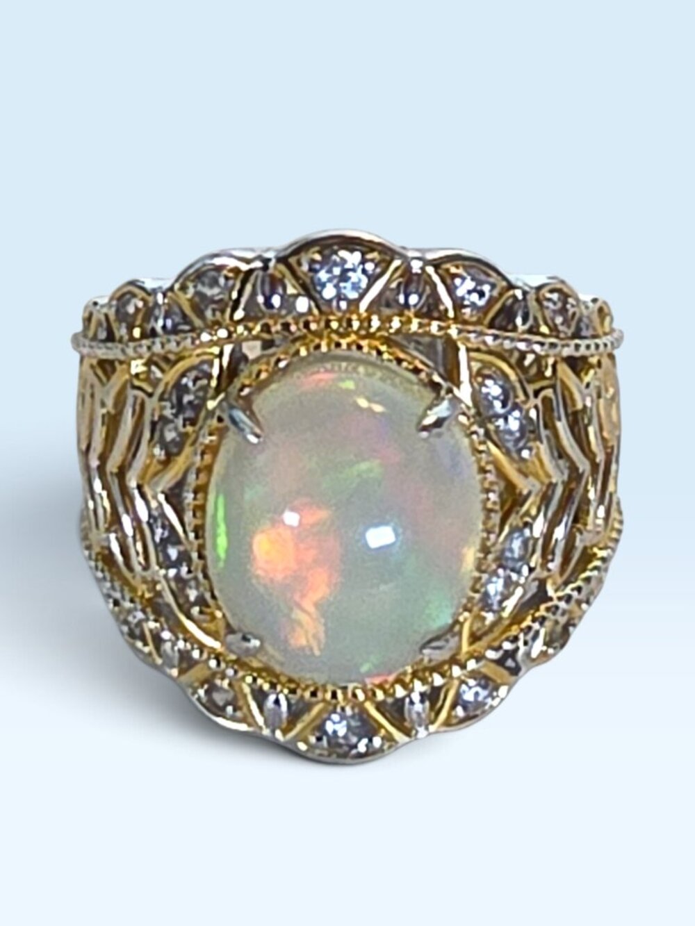 Vintage Michael Valitutti Gems en Vogue Opal 925 Sterling Silver Canadian Ring